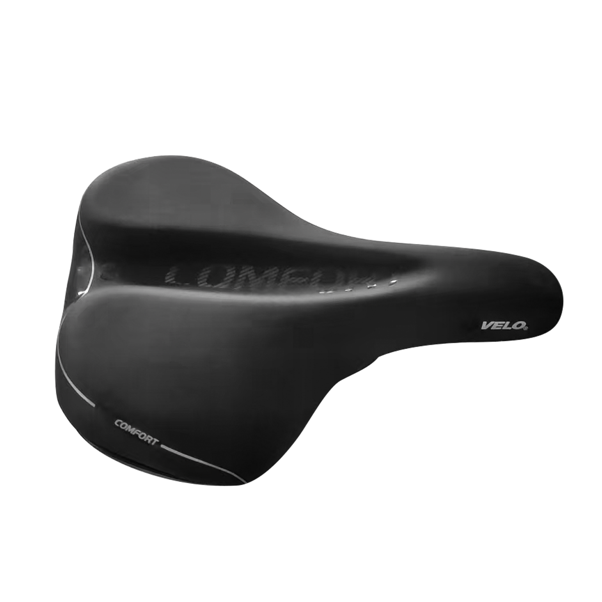 VTUVIA standard saddle, black, three-quarter view