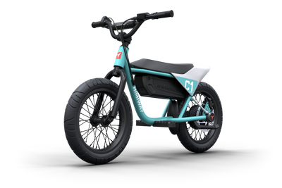 Himiway C1 Kids eBike in Cyan – front three-quarter right view