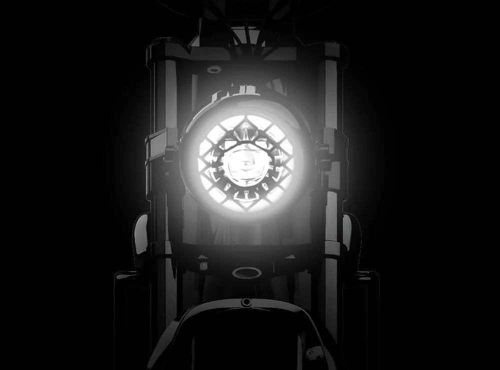 Qiolor Tiger round LED headlight, lit