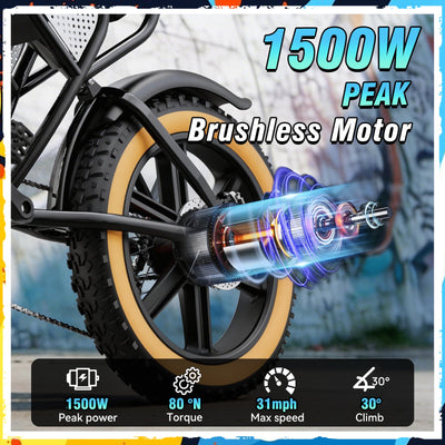 Ridstar Q30Luxe Lite 1500W Fat Tire Ebike
