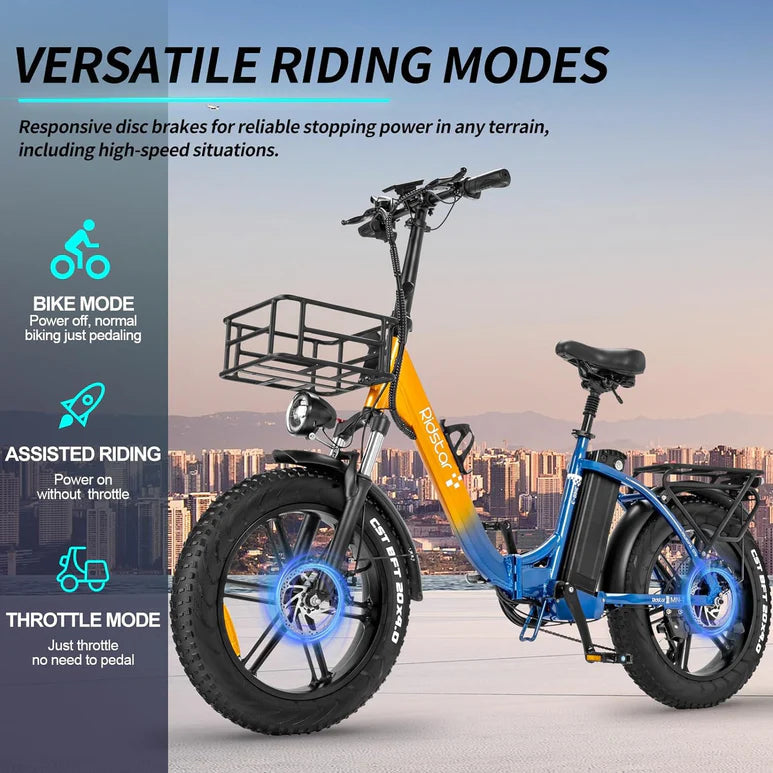 Ridstar MN20 1000W Fat Tire Folding Electric Bikes
