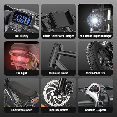 Ridstar® Q20 Lite 1000W Fat Tire Electric Motorcycles