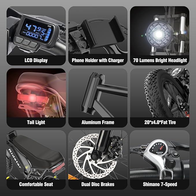 Ridstar® Q20 Lite 1000W Fat Tire Electric Motorcycles