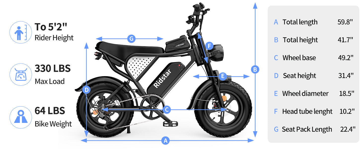 Ridstar® Q16 1500W Fat Tire Electric Bicycle