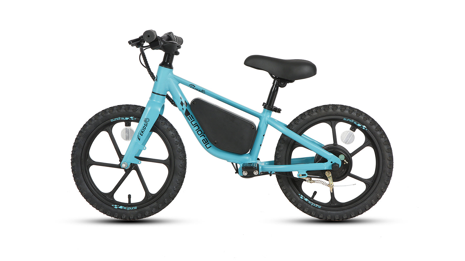 Eunorau EKIDS16 Electric Balance Bike (16") – Aquamarine – front three-quarter left view