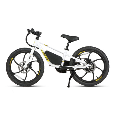 Eunorau EKIDS20 Kids Electric Bike (20") – Cloud White – front three-quarter left view