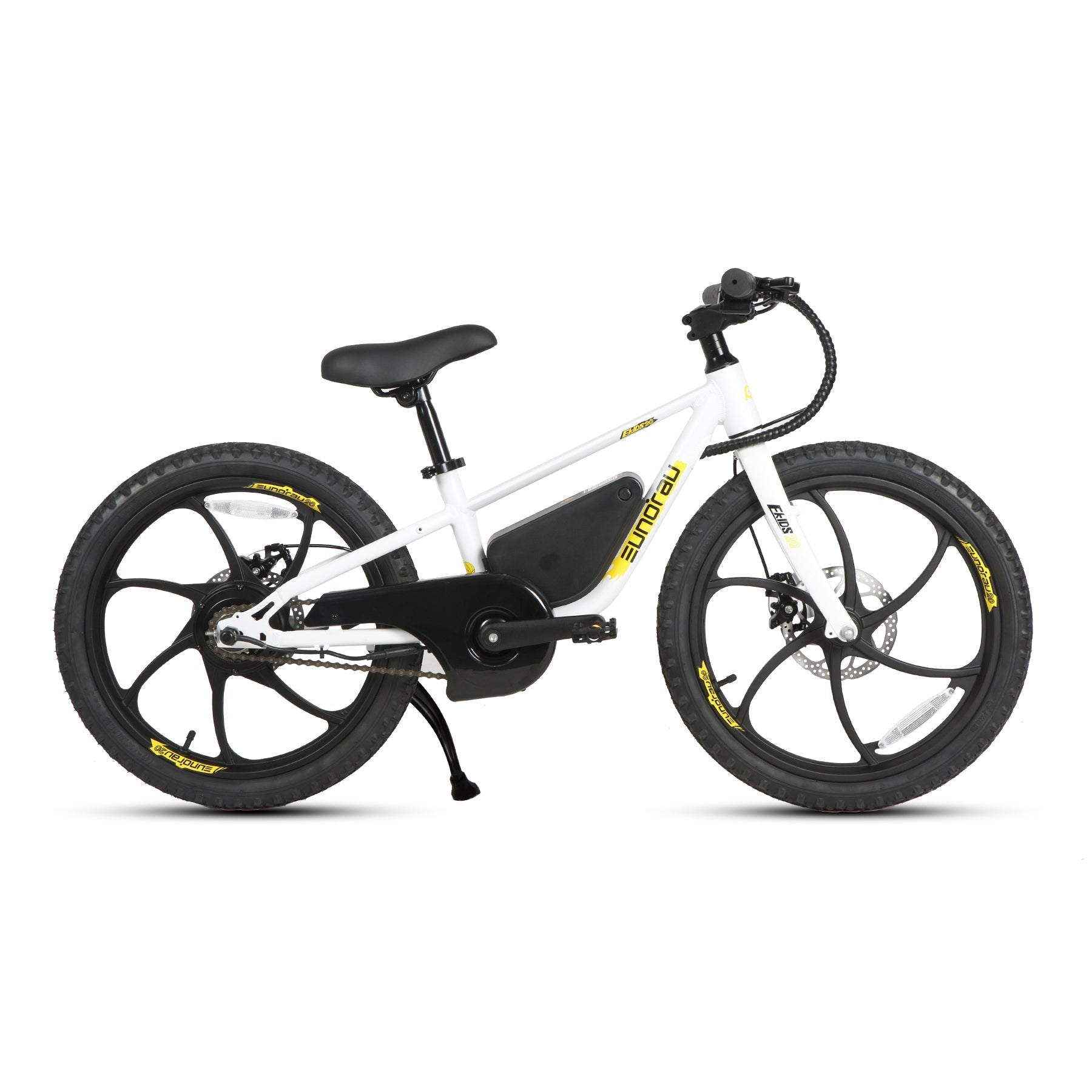 Eunorau EKIDS20 Kids Electric Bike (20") – Cloud White – front three-quarter right view