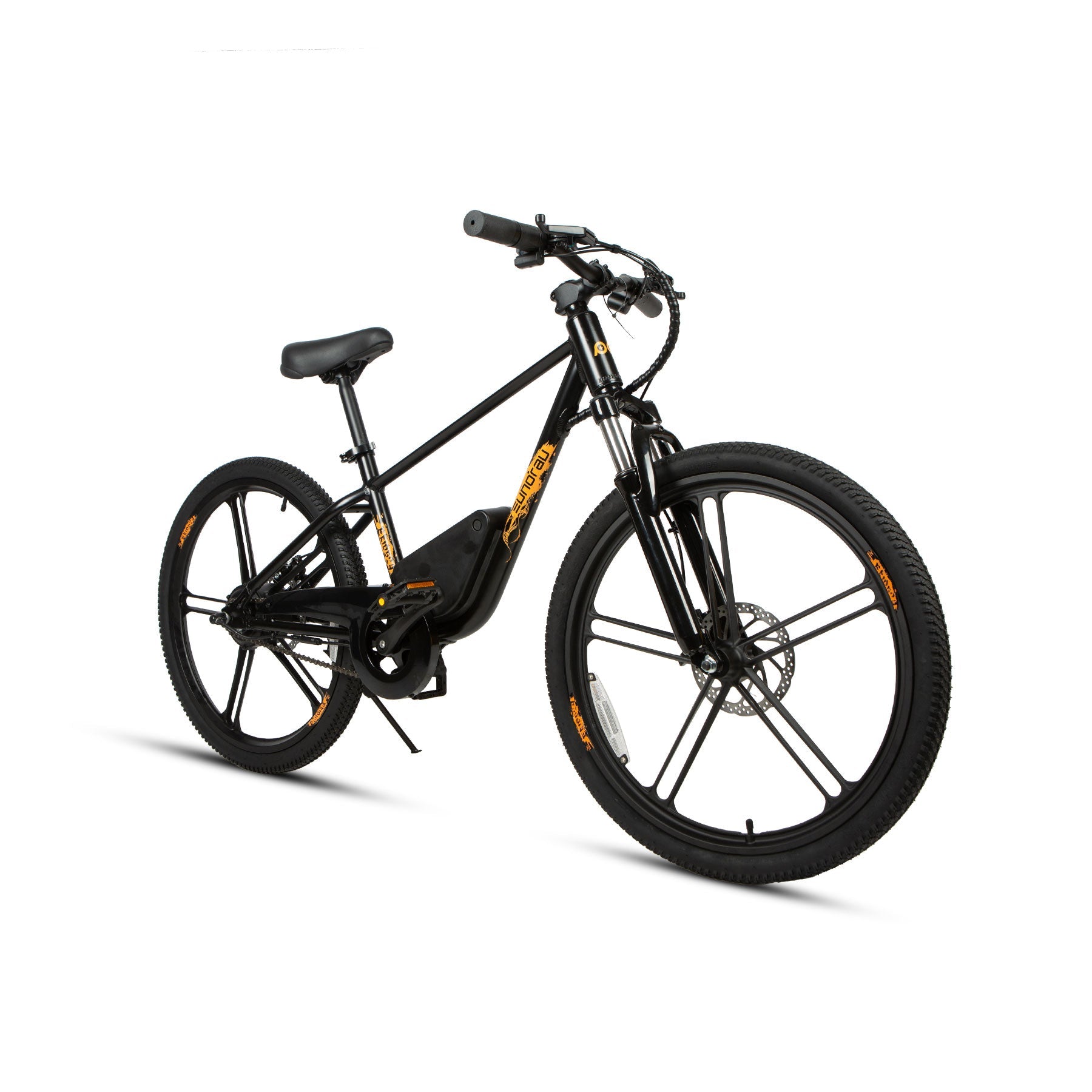 Eunorau EKIDS24 Kids Electric Bike (24") – Obsidian – front three-quarter left view