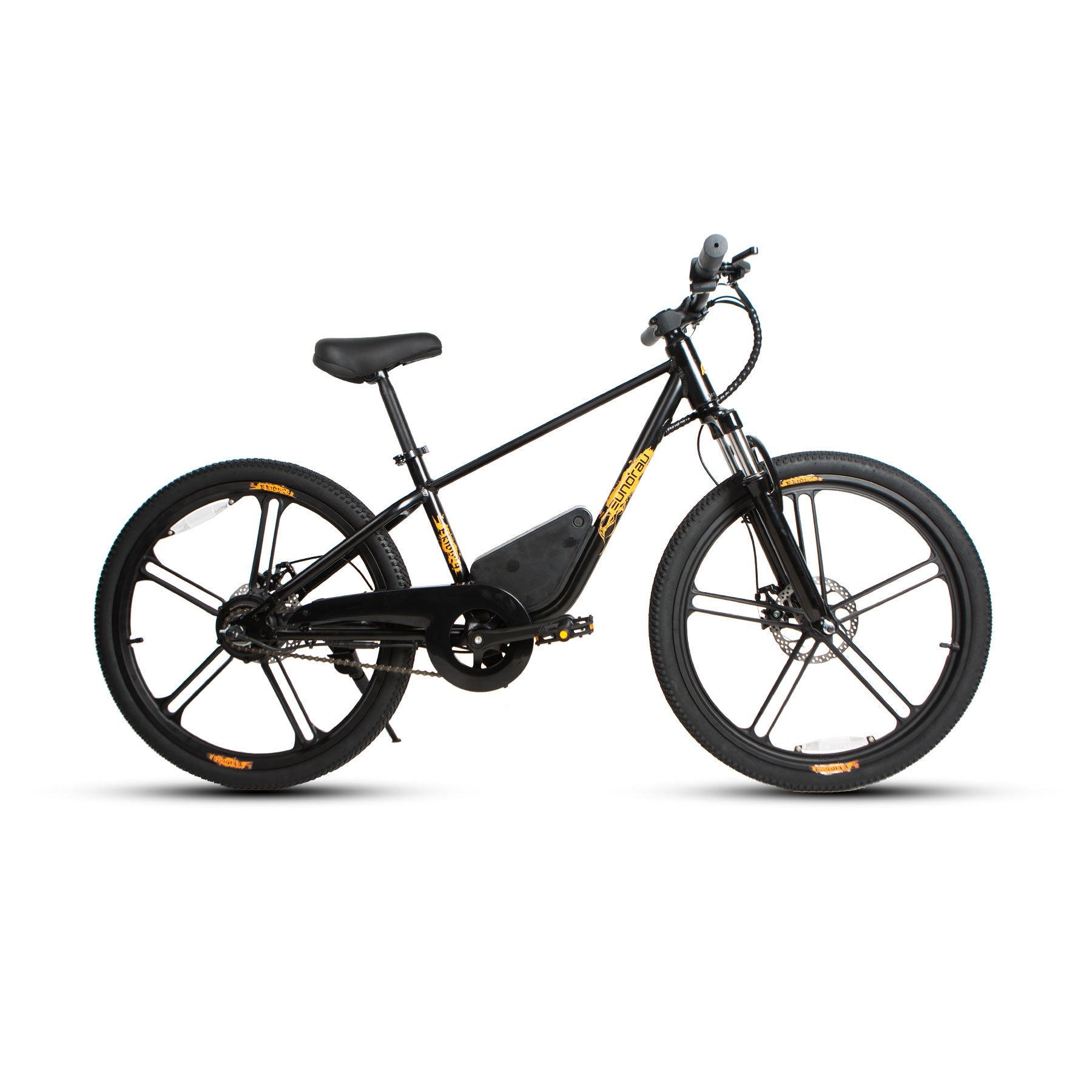 Eunorau EKIDS24 Kids Electric Bike (24") – Obsidian – front three-quarter right view