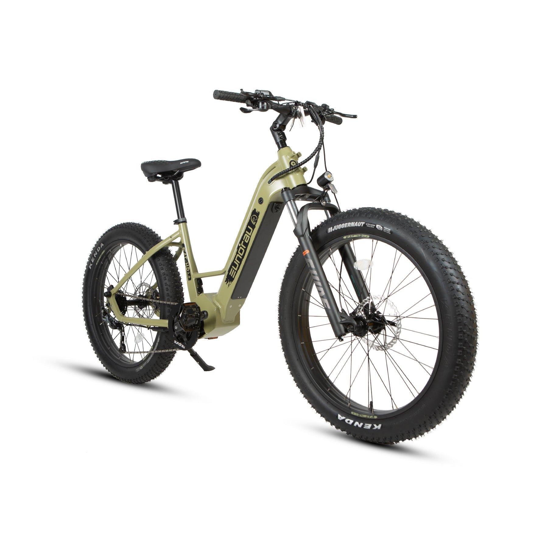 Eunorau FAT-HD 2.0 Mid-Drive Fat eBike (Hunter X7) – Army Green – left side view