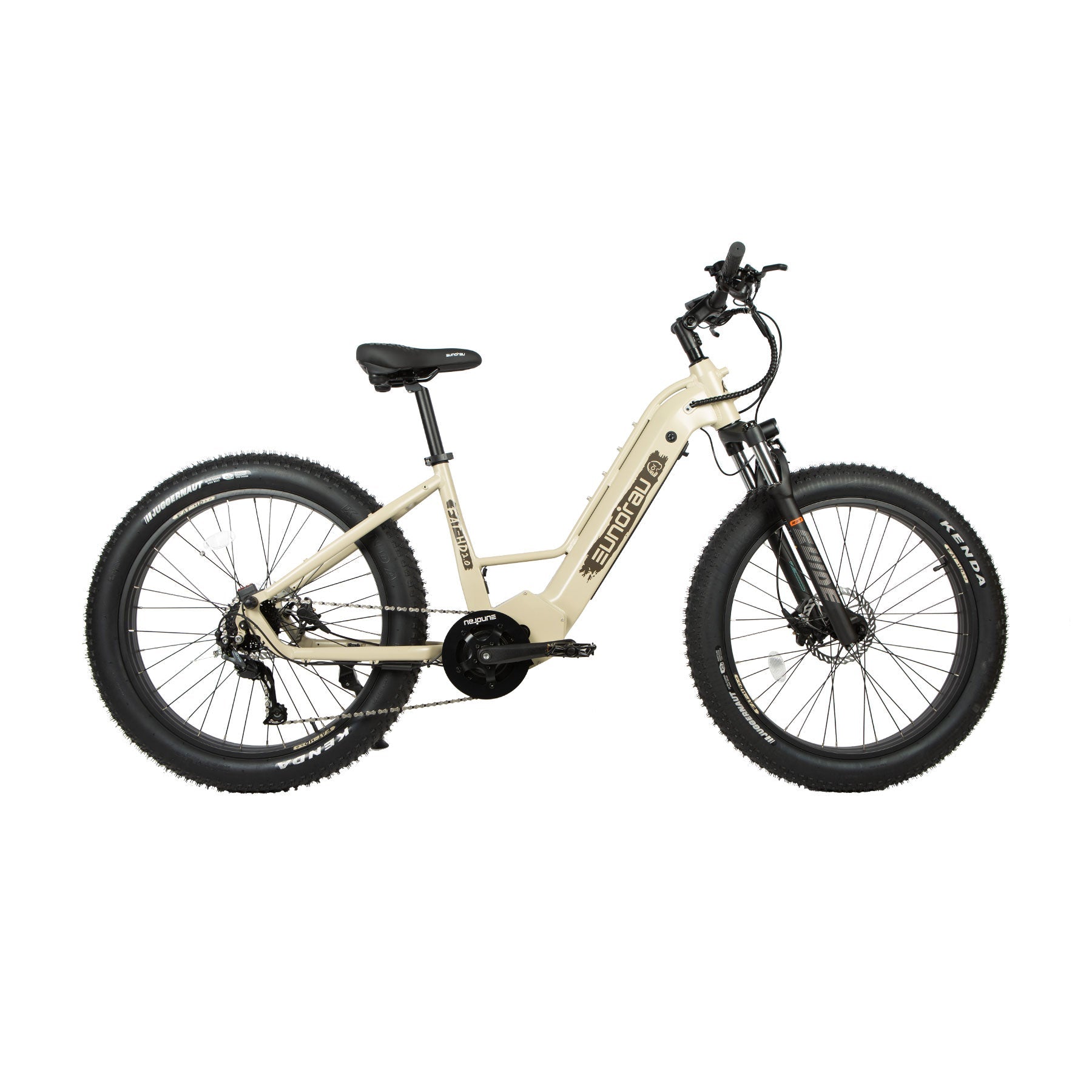 Eunorau FAT-HD 2.0 Mid-Drive Fat eBike (Hunter X7) – Safari – front three-quarter right view