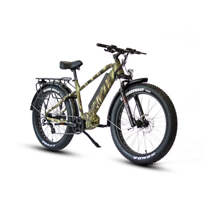 Eunorau FAT-HD 1.0 Pro Mid-Drive Fat eBike (Hunter X7) – Camo – rear three-quarter view