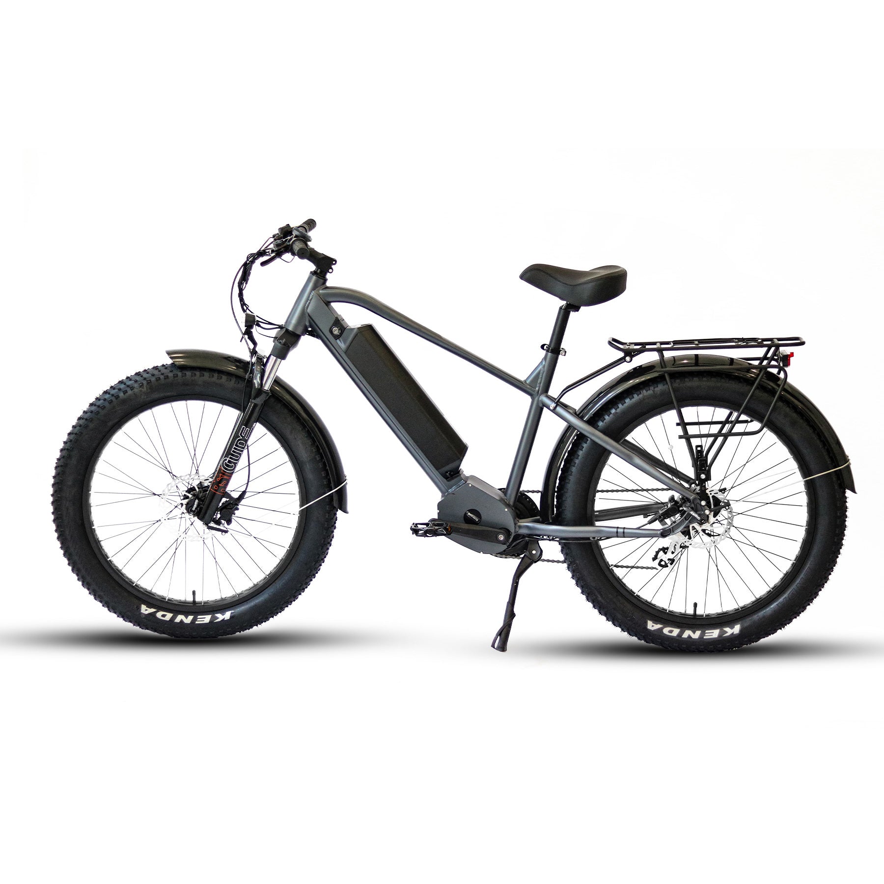 Eunorau FAT-HD 1.0 Pro Mid-Drive Fat eBike (Hunter X7) – Gray – left side view