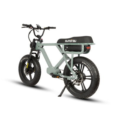 Eunorau FLASH AWD 1.0 Dual-Motor Moto eBike – Lunar Dust – rear three-quarter view