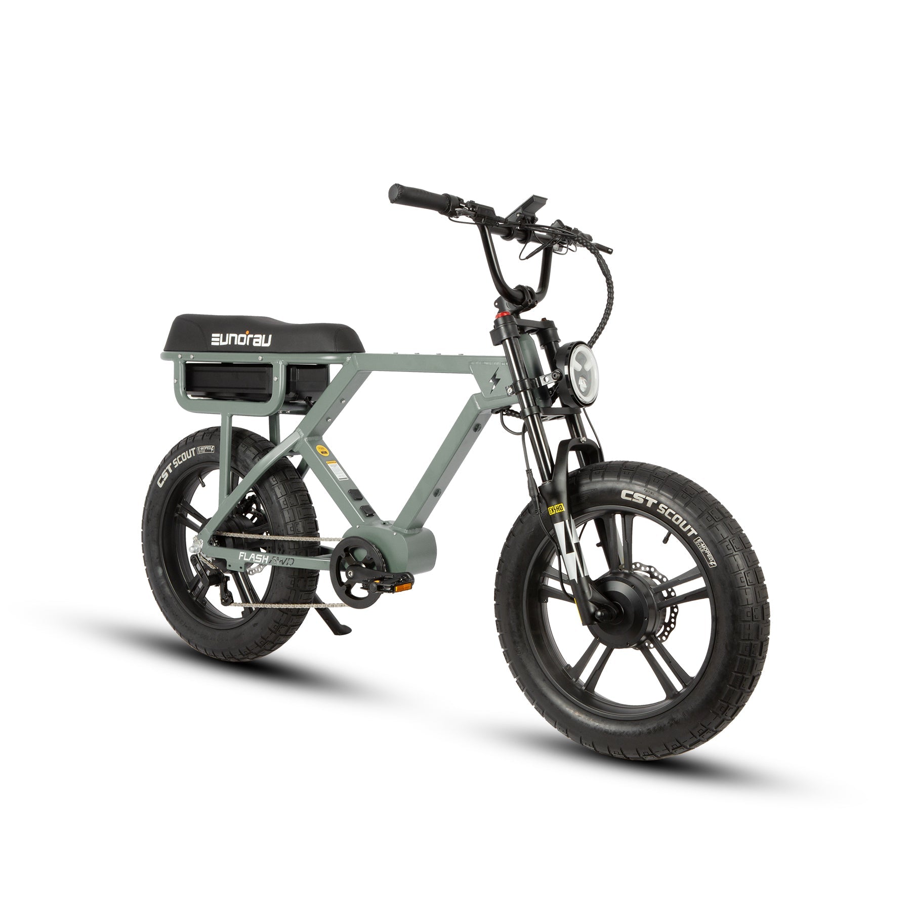 Eunorau FLASH AWD 1.0 Dual-Motor Moto eBike – Lunar Dust – left side view