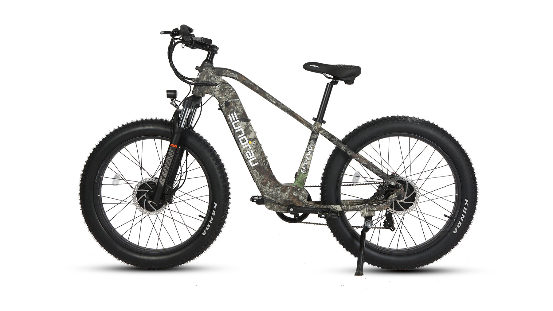 Eunorau FAT-AWD 2.0 All-Wheel-Drive Fat eBike – Maple – front three-quarter left view