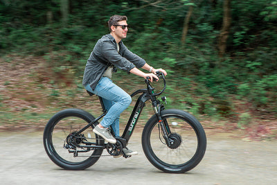 Eunorau FAT-AWD 2.0 All-Wheel-Drive Fat eBike – Raven – front three-quarter left view