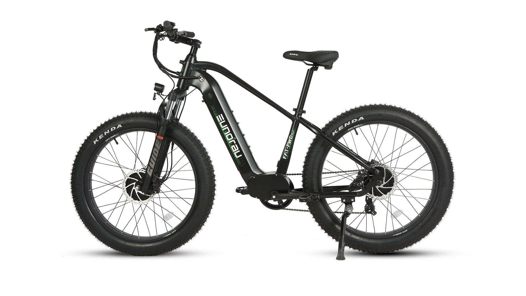 Eunorau FAT-AWD 2.0 All-Wheel-Drive Fat eBike – Raven – left side view