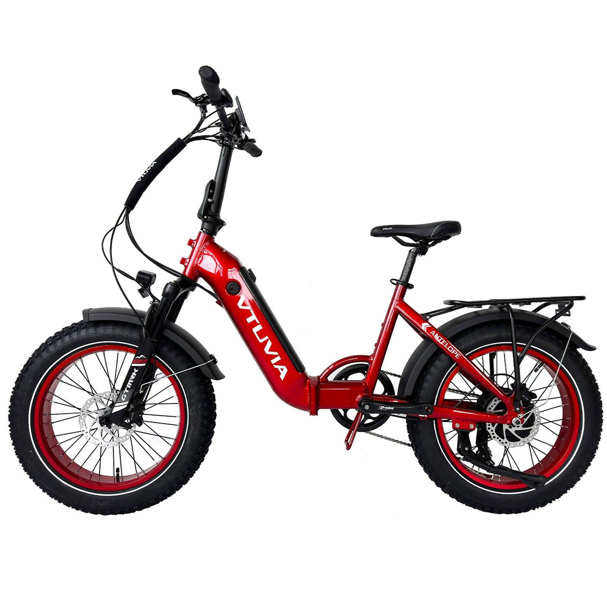 A red VTUVIA SX20 with the rear rack fitted
