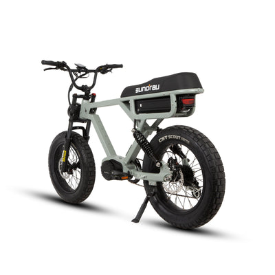 Eunorau FLASH 2.0 Mid-Drive Moto eBike – Lunar Dust – rear three-quarter view