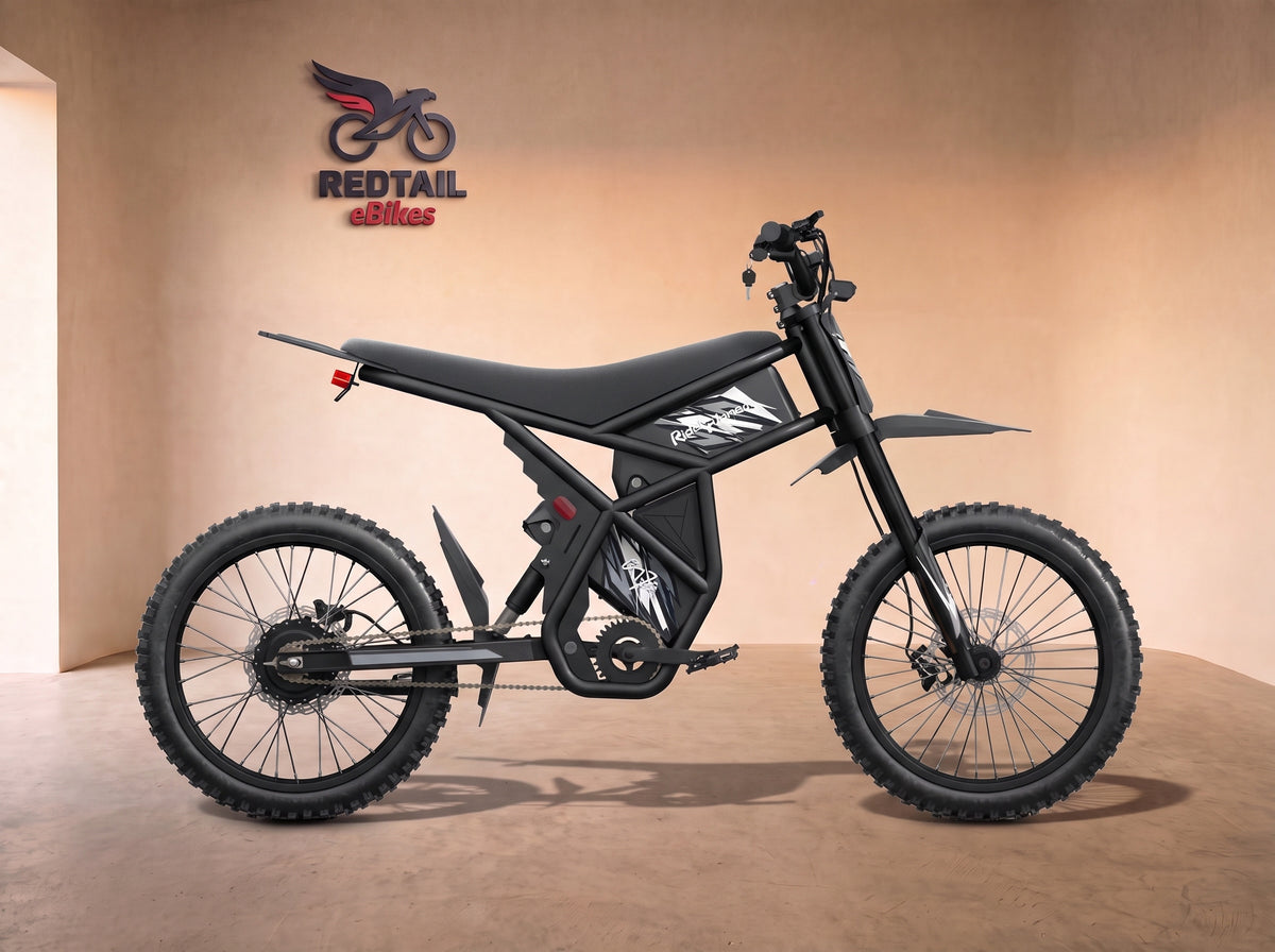 GT73 Electric Motorbike, side profile in the Redtail eBikes studio