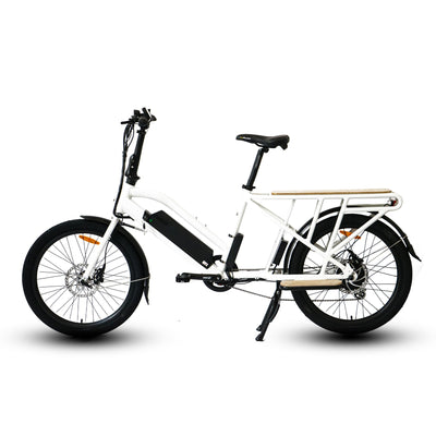 Eunorau MAX-CARGO 2.0 Cargo eBike – White – front three-quarter left view