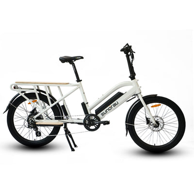 Eunorau MAX-CARGO 2.0 Cargo eBike – White – front three-quarter right view