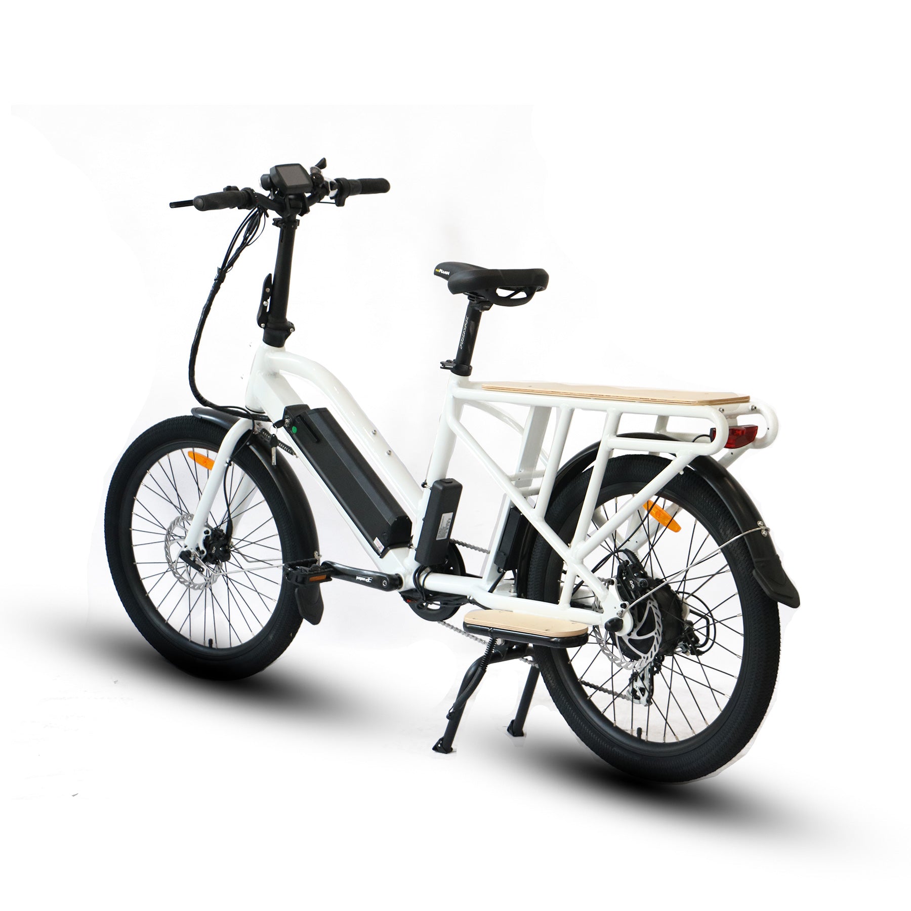 Eunorau MAX-CARGO 2.0 Cargo eBike – White – rear three-quarter view