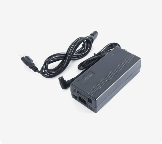 DWMEIGI battery charger with its AC cord and output cable