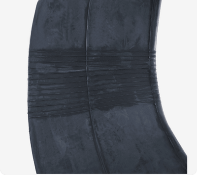Close-up of the 20 × 4.0-inch inner tube's rubber
