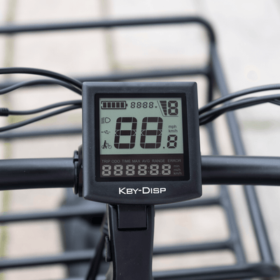 Close-up of the handlebar LCD display fitted to the Silverado