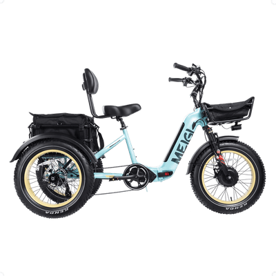 DWMEIGI MG2301 Silverado HD fat-tire electric tricycle in Blue, side view