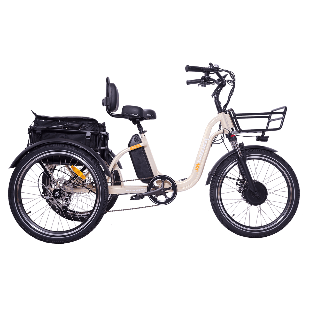 DWMEIGI MG2303 Blazer full-suspension electric trike in Champagne, side view