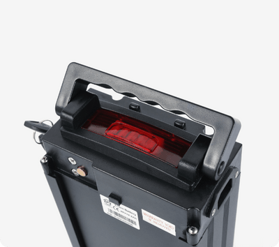 The MG708 battery's carry handle and top