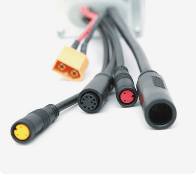 Close-up of the MG708 controller's cable connectors
