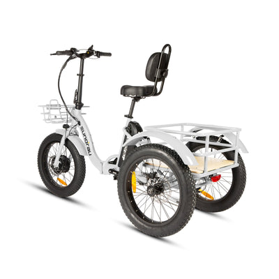 Eunorau NEW-TRIKE 2.0 Foldable Electric Trike – Cloud White – front three-quarter left view