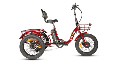 Eunorau NEW-TRIKE 2.0 Foldable Electric Trike – Deep Crimson – front three-quarter right view