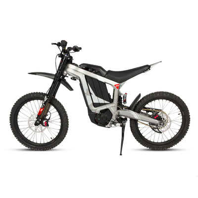 Eunorau R1 Electric Dirt Bike – Silver – front three-quarter left view