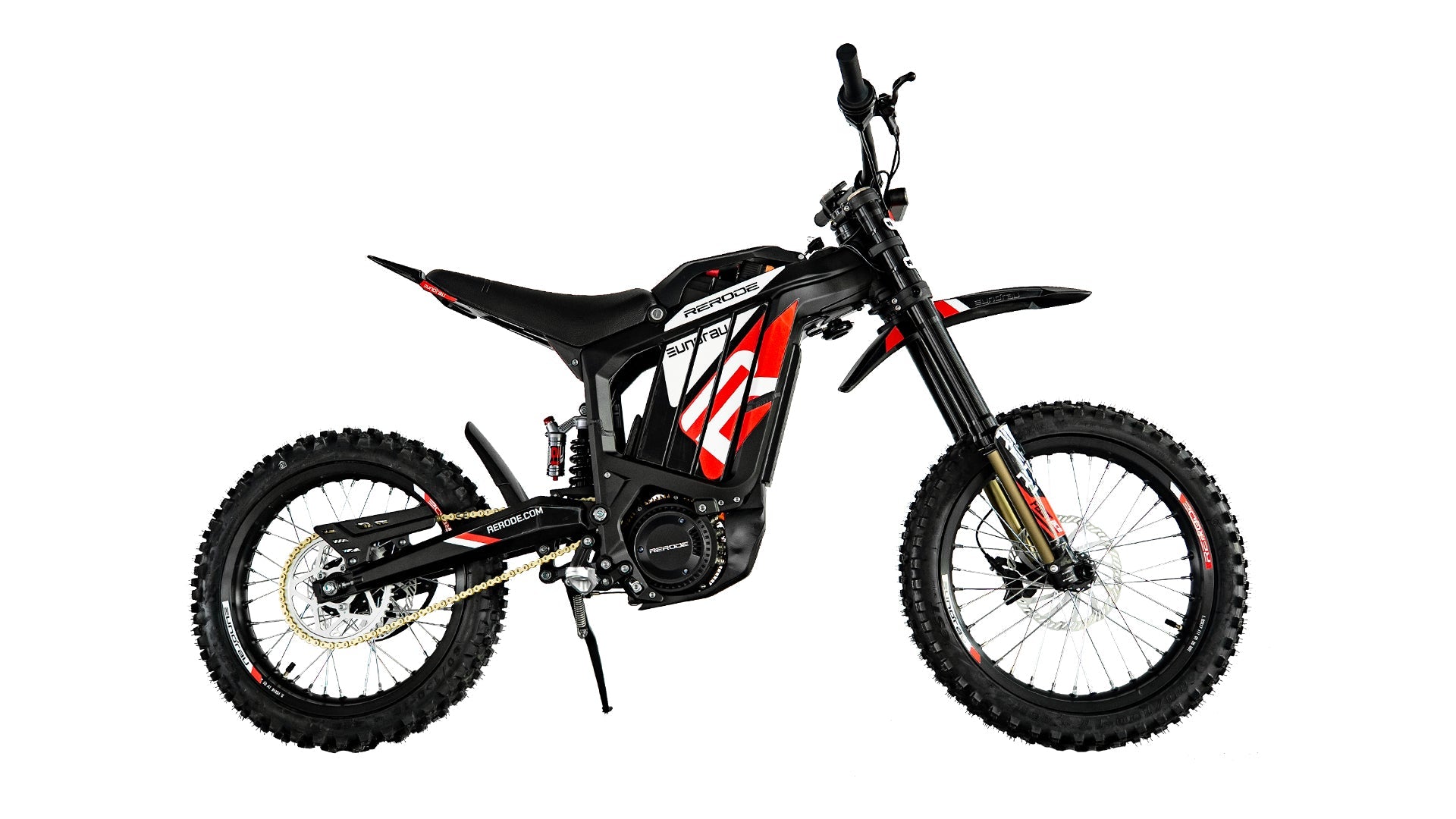 Eunorau R1 Compact Electric Dirt Bike – Black – front three-quarter right view