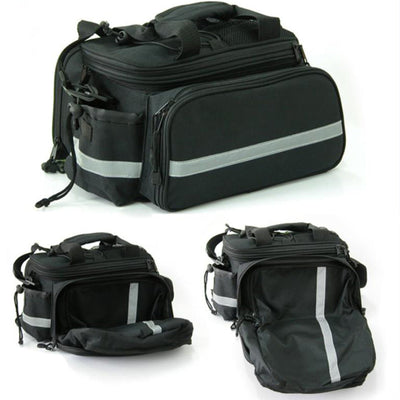 The carrier bag with its side pockets unfolded into panniers