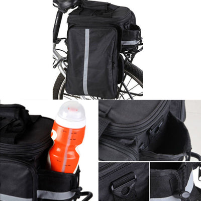 The carrier bag on a rack with a bottle in its side pocket