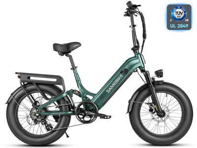 Samebike VOYAGER in Dark Green, side profile