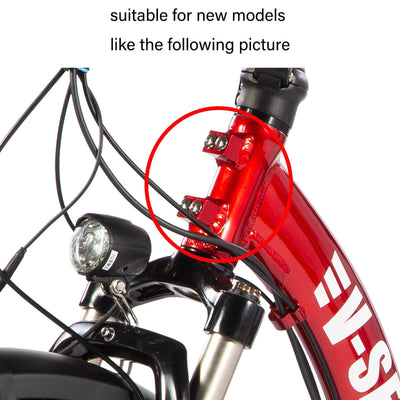 The four screws on the front of a newer VTUVIA frame that the basket bolts to