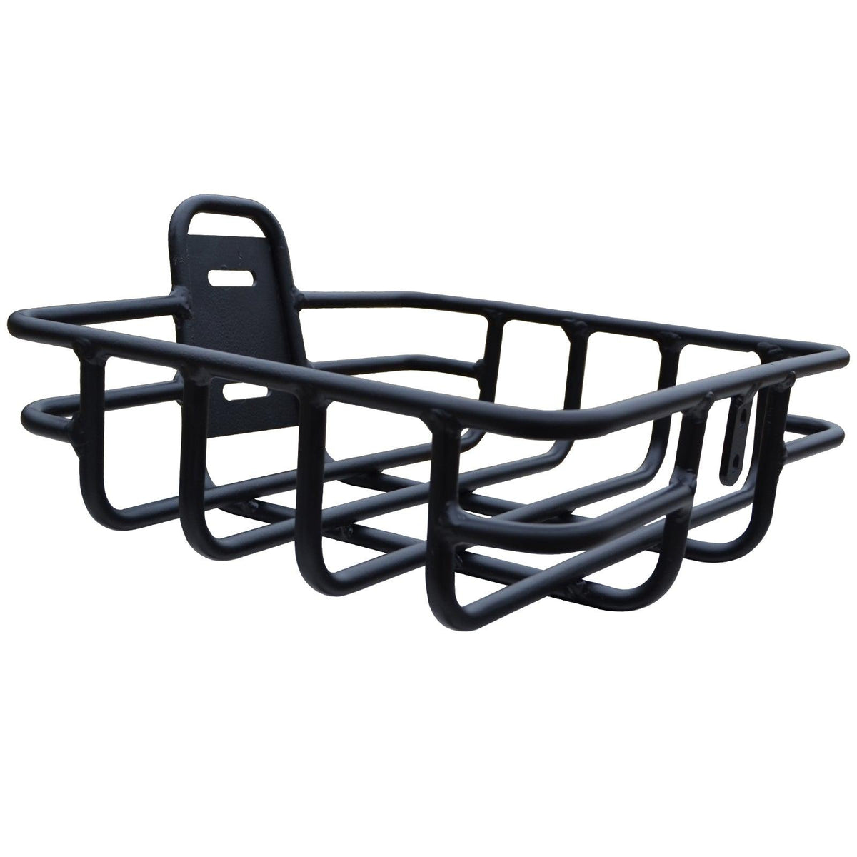 VTUVIA aluminum front basket, black, front view