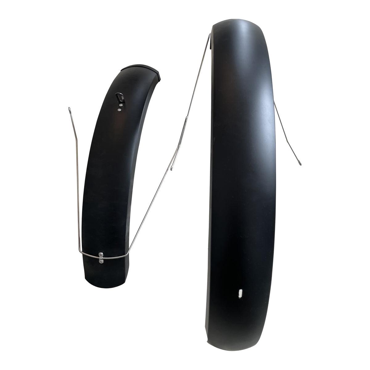 A VTUVIA fender pair, front and rear, black plastic with stays