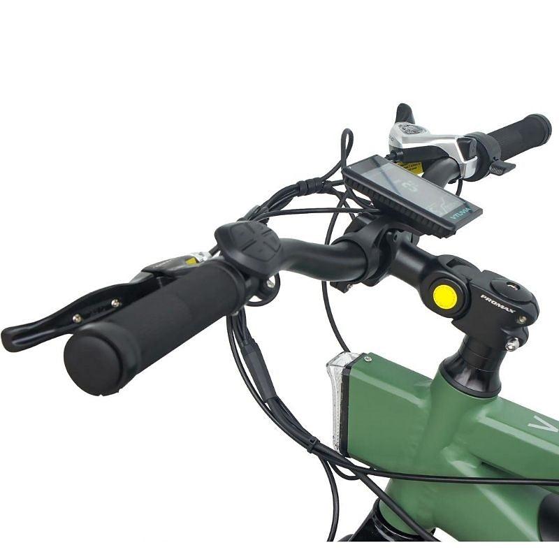 The SN100 display on the handlebar of a green bike