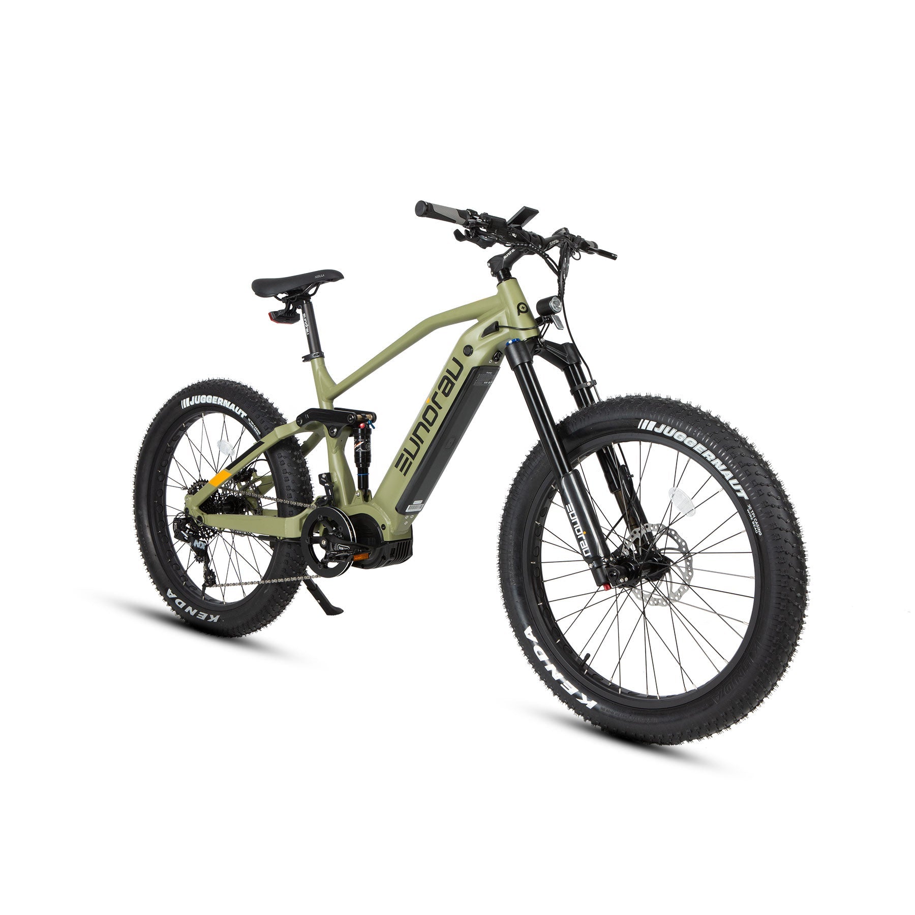 Eunorau SPECTER-S 3.0 Full-Suspension eMTB (Hunter X9) – Army Green – left side view