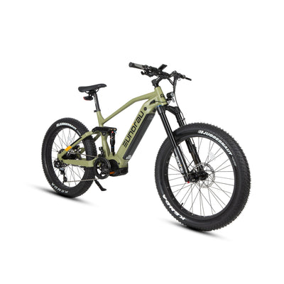 Eunorau SPECTER-S 3.0 Full-Suspension eMTB (Hunter X9) – Army Green – left side view