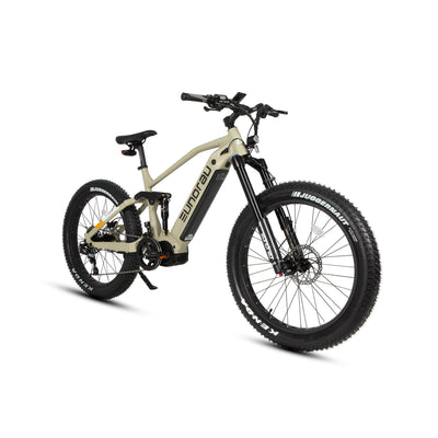 Eunorau SPECTER-S 3.0 Full-Suspension eMTB (Hunter X9) – Safari – rear three-quarter view