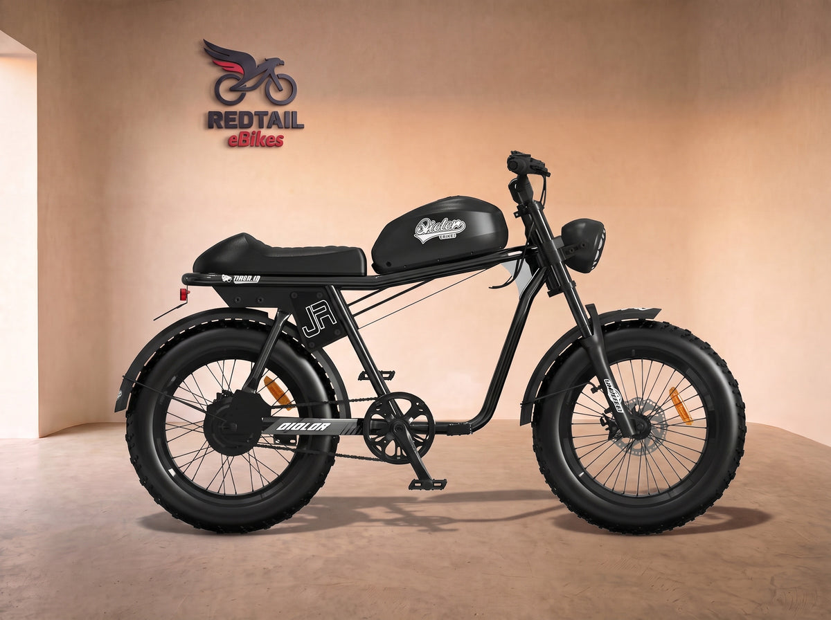 TIGER JR Commuter Electric Bike, side profile in the Redtail eBikes studio